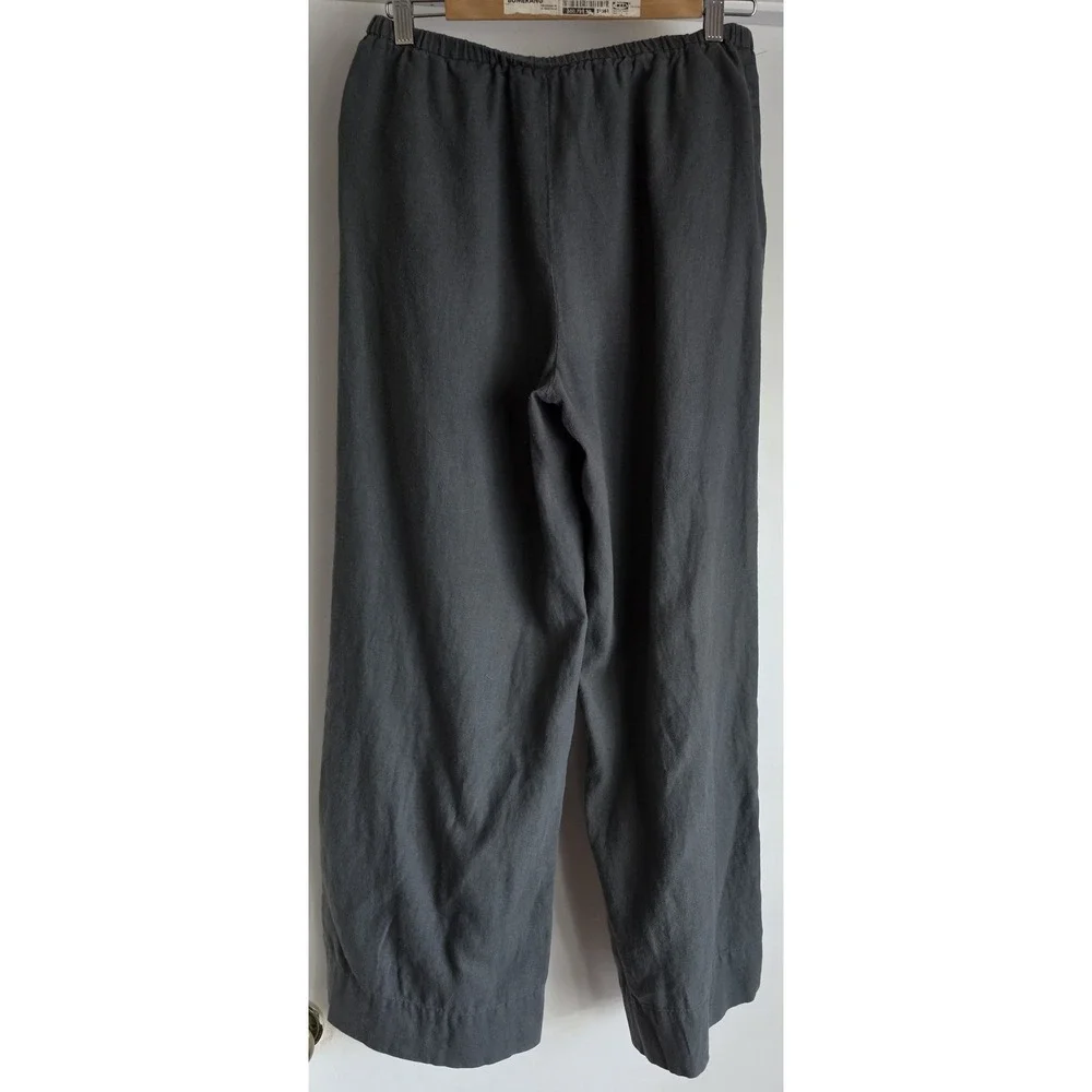 ZARA Women's Linen Blend Pants Size M Gray Casual Trousers 29in Inseam